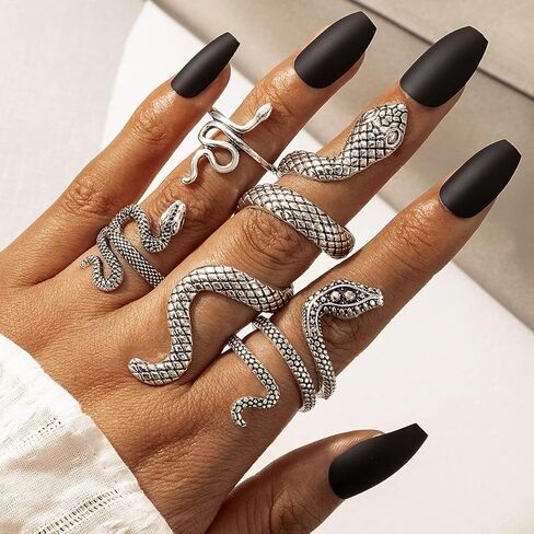 مجموعة خواتم الأفعى، مجموعة مجوهرات على شكل حيوان فاسق لا تسبب الحساسية، مجموعة مجوهرات على شكل ثعبان للنساء in Kuwait