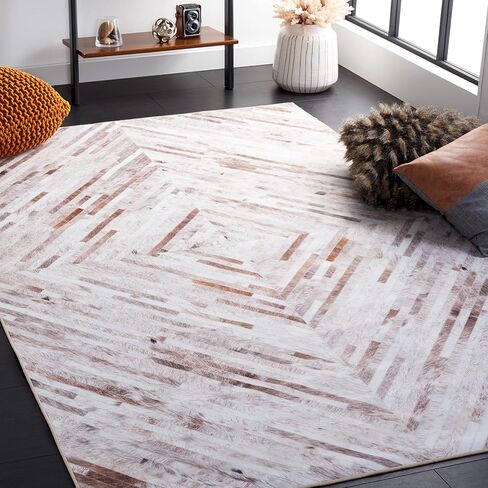 SAFAVIEH Faux Hide Collection Accent Rug - 3' x 5', Beige & Brown, Rustic Design, Non-Shedding & Easy Care, Machine Washable Ideal for High Traffic Areas in Entryway, Living Room, Bedroom (FAH526A) in Saudi Arabia