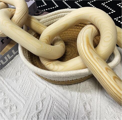 Wood Chain Link Decor - 18.9 Inches Length Aesthetic Room Decor, 5-Link Wood Chain Boho Decor for Living Room, Farmhouse Decor, Coffee Table (Black) in Saudi Arabia