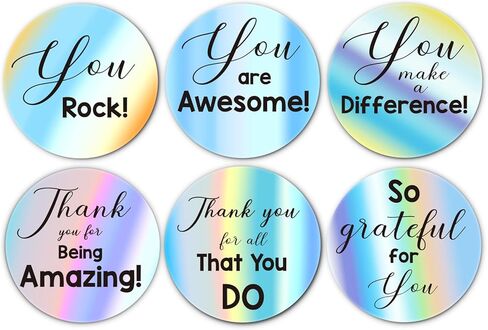 ملصقات شكر G2PLUS، 120 قطعة من ملصقات شكرًا لك فضية ثلاثية الأبعاد، ملصقات أنت رائعة، ملصقات كودوس مقاس 2 بوصة للطلاب والمتطوعين والموظفين والممرضات (6 تصميمات مختلفة) in Kuwait