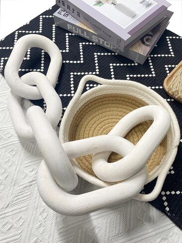 Wood Chain Link Decor - 18.9 Inches Length Aesthetic Room Decor, 5-Link Wood Chain Boho Decor for Living Room, Farmhouse Decor, Coffee Table (Black) in Saudi Arabia