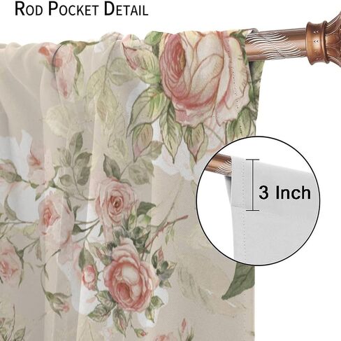 Lovely Rose Decorative Curtains, Red and White Vintage Rose Floral Delicate Pattern for Living Room Bedroom and Dining Room 2 Panels, 42 X 45 Inches. in Saudi Arabia