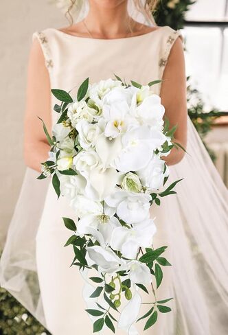 Bride Bouquets for Wedding,11 Inch Calla Lily Bouquet for Bride Wedding Silk Flowers Wedding Bouquet for Ceremony Anniversary Wedding Bridal Shower(Natural Whites) in Saudi Arabia