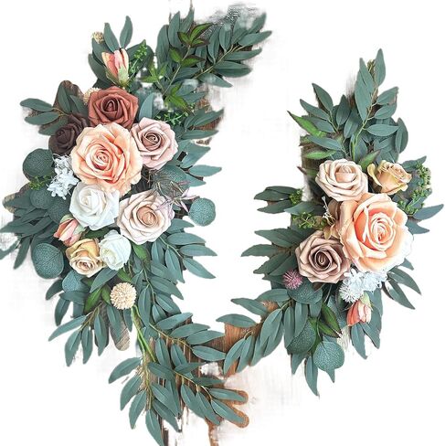 Wedding Arch Flowers (Pack of 2), Artificial Dusty Blue Flowers Faux Flower Swag Welcome Sign Floral Arrangements for Wedding Ceremony Reception Party Home Decor in Saudi Arabia