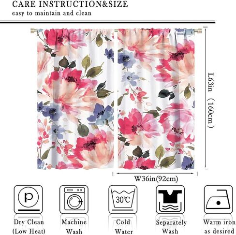Lovely Rose Decorative Curtains, Red and White Vintage Rose Floral Delicate Pattern for Living Room Bedroom and Dining Room 2 Panels, 42 X 45 Inches. in Saudi Arabia