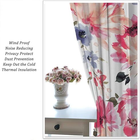 Lovely Rose Decorative Curtains, Red and White Vintage Rose Floral Delicate Pattern for Living Room Bedroom and Dining Room 2 Panels, 42 X 45 Inches. in Saudi Arabia
