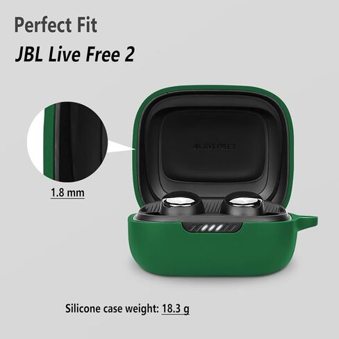 حافظة سيليكون Geiomoo متوافقة مع JBL Live Free 2، غطاء واقٍ مزود بحلقة تسلق (أسود) in Saudi Arabia