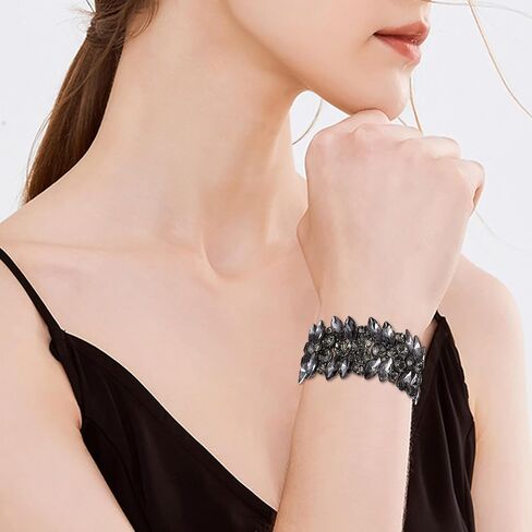 EVER FAITH Women's Stretch Bracelet Marquise Crystal Art Deco Hand Chain Wedding Bridal Jewelry in Kuwait