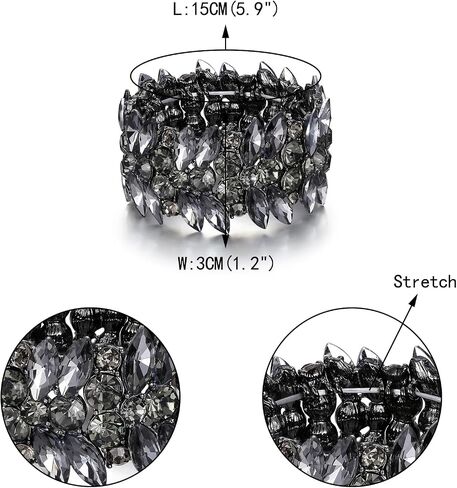 EVER FAITH Women's Stretch Bracelet Marquise Crystal Art Deco Hand Chain Wedding Bridal Jewelry in Kuwait