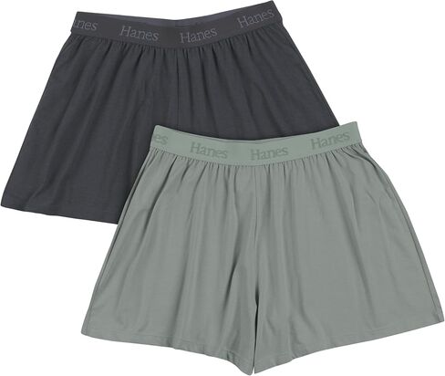 شورت نوم Hanes Originals SuperSoft للسيدات، شورت مريح للاستراحة، 8.25 سم، قطعتان in Kuwait