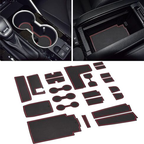 SENSHINE for Toyota Highlander Accessories 2020-2024 Anti Dust Cup Holder Insert Center Console Shifter Trim Door Packet Mats Premium Custom Interior 22PC Set (Bench Seat,Black Trim) in Kuwait