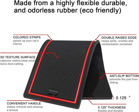 SENSHINE for Toyota Highlander Accessories 2020-2024 Anti Dust Cup Holder Insert Center Console Shifter Trim Door Packet Mats Premium Custom Interior 22PC Set (Bench Seat,Black Trim) in Kuwait