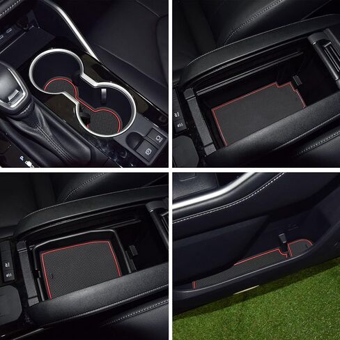 SENSHINE for Toyota Highlander Accessories 2020-2024 Anti Dust Cup Holder Insert Center Console Shifter Trim Door Packet Mats Premium Custom Interior 22PC Set (Bench Seat,Black Trim) in Kuwait