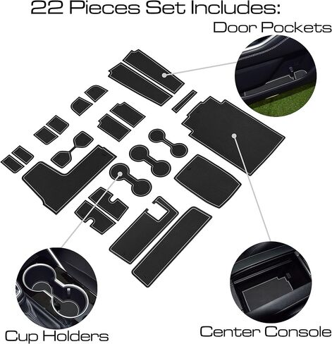 SENSHINE for Toyota Highlander Accessories 2020-2024 Anti Dust Cup Holder Insert Center Console Shifter Trim Door Packet Mats Premium Custom Interior 22PC Set (Bench Seat,Black Trim) in Kuwait