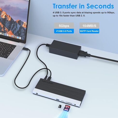 محطة إرساء الكمبيوتر المحمول USB C شاشة ثلاثية، قاعدة توصيل كمبيوتر محمول WAVLINK ثلاثية العرض مع شحن 100 وات لجهاز M1/M2 MacBook Pro/Air، Dell، Lenovo، HP، Asus، 2DP+HDMI، 4USB 3.0، جيجابت إيثرنت، TF/SD in Kuwait
