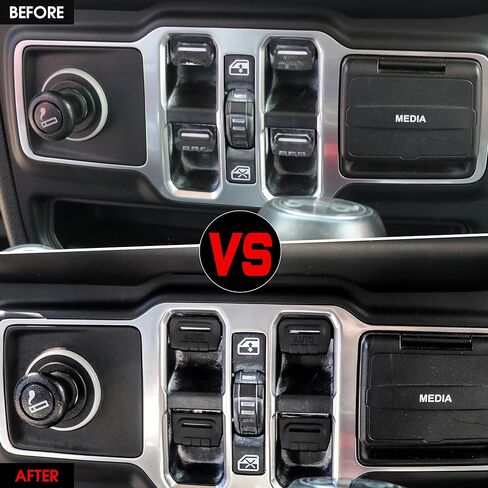 BESTAOO Center Console Window Switch Button Cover Trim Interior Accessories for 2018-2024 Jeep Wrangler JL JLU 4XE Gladiator JT 2/4 Door (OEM Black) in Kuwait