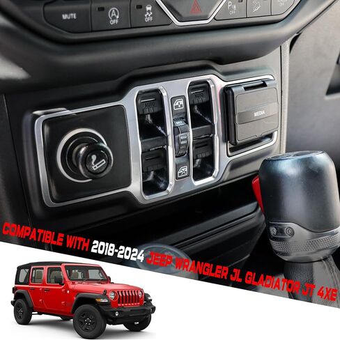 BESTAOO Center Console Window Switch Button Cover Trim Interior Accessories for 2018-2024 Jeep Wrangler JL JLU 4XE Gladiator JT 2/4 Door (OEM Black) in Kuwait