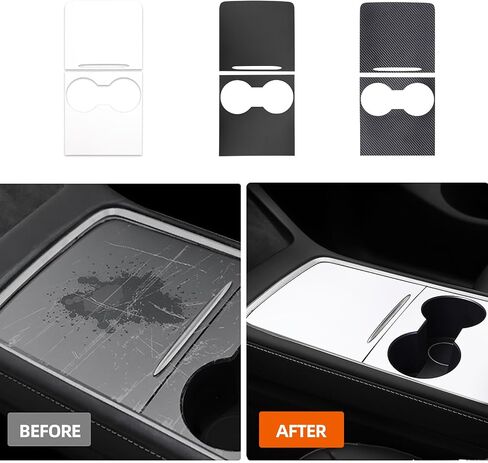 2021 2022 2023 for Tesla Model 3 Model Y Center Console Wrap Kit Console Cover Interior Decoration Wrap Kit for Tesla Accessories, White in Saudi Arabia