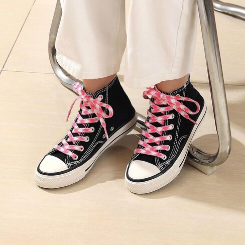 Stepace 2 Pairs Fashionable Double Layer 5/16" Flat Colored Shoe laces for Sneakers in Saudi Arabia