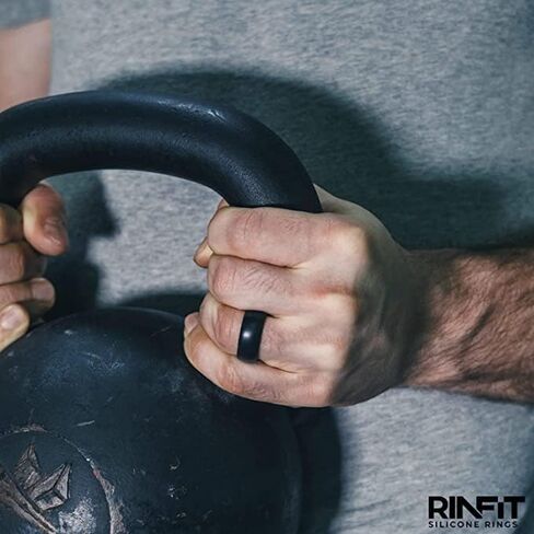 Rinfit Silicone Rings for Men - Mens Silicone Wedding Bands - Step Edge, Flexible Rubber Wedding Rings for Men - Rubber Rings Men for Sports & Workout in Kuwait