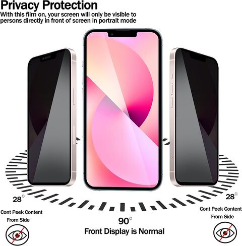 واقي شاشة [عبوتان] لهاتف iPhone 13/13 Pro / 14 مقاس 6.1 بوصة، واقي شاشة من الزجاج المقوى للخصوصية [مضاد للتجسس] [غطاء كامل] [ضمان مدى الحياة] [مضاد للخدش] [مضاد للكسر] [خالي من الفقاعات] ] in Saudi Arabia