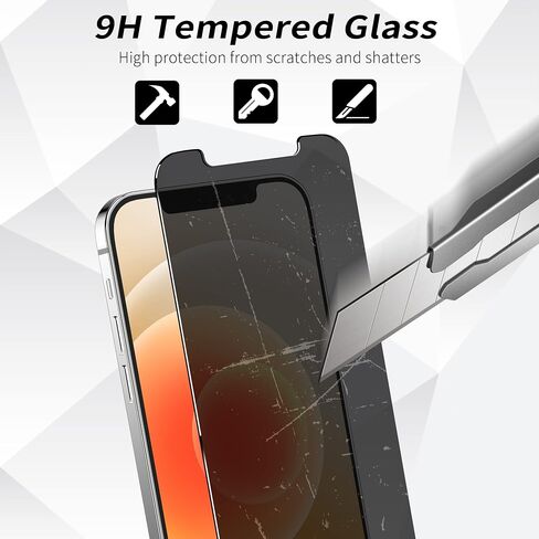 iPhone 13 Pro Max & iPhone 14 Plus Privacy Screen Protector Mirrored Tempered Glass, Anti-Spy, Perfect Mirror Effect, Shatterproof, Touch Sensitive, with Large Glasses Cloth to Remove Fingerprints in Saudi Arabia