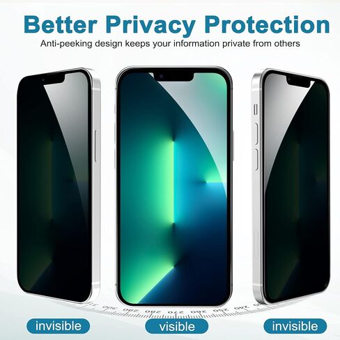 iPhone 13 Pro Max & iPhone 14 Plus Privacy Screen Protector Mirrored Tempered Glass, Anti-Spy, Perfect Mirror Effect, Shatterproof, Touch Sensitive, with Large Glasses Cloth to Remove Fingerprints in Saudi Arabia
