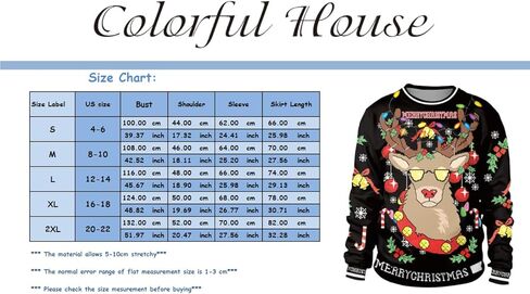 بلوفر مطبوع عليه سترة عيد الميلاد القبيحة للجنسين من Colour House، سويت شيرت بطباعة رقمية ثلاثية الأبعاد in Saudi Arabia