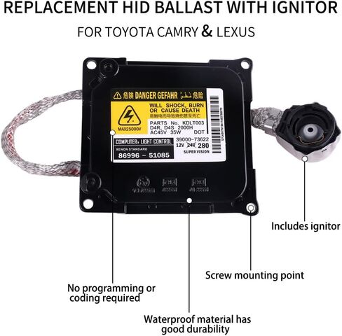 Xenon HID Ballast Headlight Control Unit Compatible with Lexus IS250, LS460, Toyota Prius, Auris, Avalon, Estima Replace Part Number KDLT003 85967-52020 DDLT003 in Kuwait