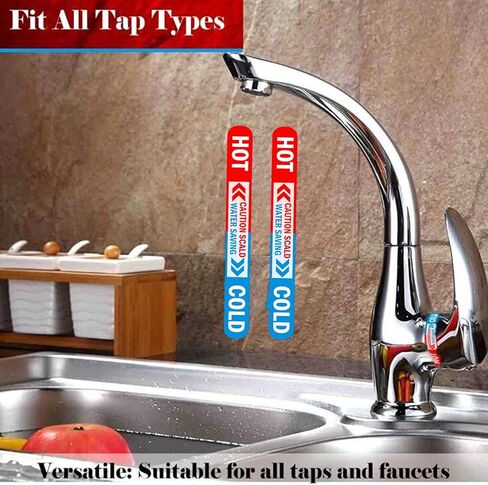 40 قطعة من ملصقات المياه الساخنة والباردة، ملصقات صنبور الإيبوكسي - 1/4 × 2.5 بوصة ذاتية اللصق، مؤشر للمياه الساخنة والباردة، ملصقات صنبور مقاومة للماء للمطبخ، صنبور الحمام، شعار الدش in Kuwait