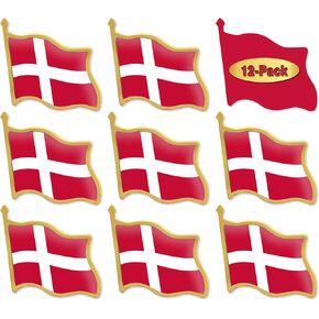 12/24/50/100Pcs Official Denmark Flag Pins Bulk - Metal Danish Dane National Lapel Pin