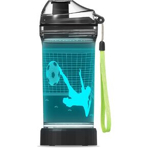 YuanDian Soccer Gifts, Light Up Kids Water Bottle with 3D Soccer Illusion Lamp- 14 OZ Tritan BPA Free Eco-Friendly - Cool Drinking Cups Gift for School Kids Boy Child Sport Soccer Lovers