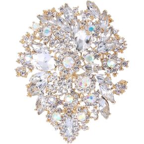 EVER FAITH Women's Austrian Crystal Vintage Style Flower Leaf Cluster Brooch Pendant