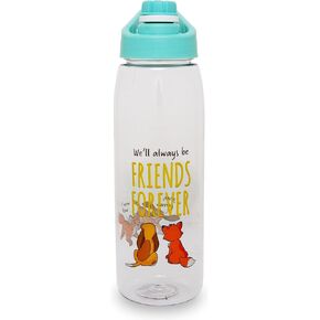 Disney Fox and the Hound "Friends Forever" 28-Ounce Water Bottle With Lid | BPA-Free Plastic Sports Jug With Leakproof Screw-Top Lid | Hydration For Outdoor Activities, Gym Fitness