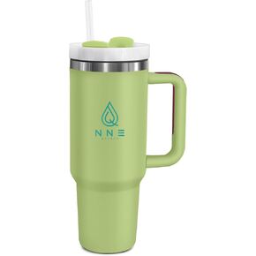 40oz stainless Steel Insulated Tumbler with Handle, lid and straw for cold water, Iced tea, or coffee - 100% Leak-Proof - Cupholder Friendly Travel Mug- Gifts for Women Men Him Her (Black)
