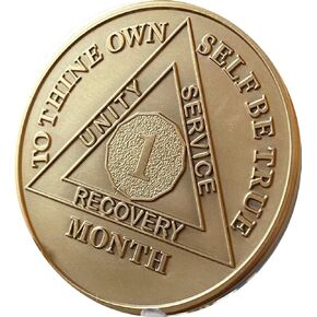 RecoveryChip Engravable لمدة شهر واحد ميدالية AA كبيرة مقاس 1.5 بوصة ميدالية رصانة برونزية ثقيلة لمدة 30 يومًا