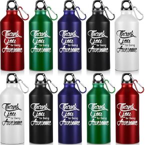 Sieral 10 Pcs Employee Appreciation Gifts Thank You for Being Awesome Water Bottle 20 oz Aluminum Water Bottle Lightweight Sport Tumbler with Twist Cap Buckle Inspirational Gifts for Coworker