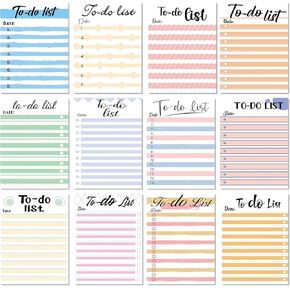 12 Pack to Do List Sticky Notes Notepad 3 x 4 Inch Cute to Do List Daily Lined Small Memo Planning Planner Assorted Colors 360 Sheets for Fridge Office Shopping List Notepad Reminders(Striped Style)