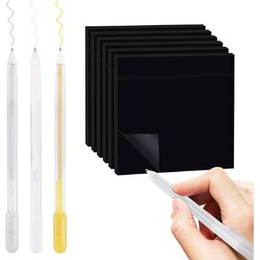 Sticky Notes 3 x 3 Inches, 6 Pads Black Self-Stick Notes with White Gold and Silver Gel Pens, 50 Sheets/Pad Sticky Note Easy Post for Office School Home Supplies
