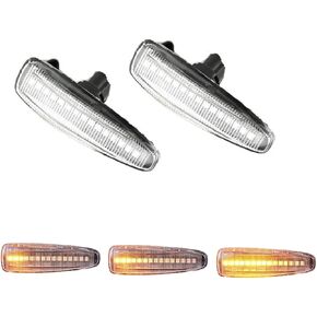 Dynamic LED Side Marker Light Amber Error Free Flowing Sequential Blinker Turn Signal Lamp Compatible With Mitsubishi Lancer Sportack Outlander Sport Mirage Montero Pajero ASX (Clear Lens)