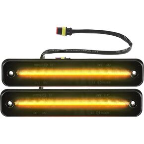 LED Side Marker Light 25952319 Front Turn Signal Lights Fender Sidemarker Lamps for Hummer H2 2003-2009 Black Lens Amber LED Light 1 Pair
