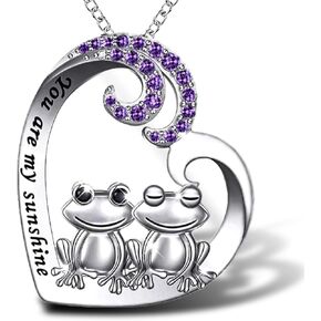 Purple Frog Love Necklace is a unique design, purple and the image of the combination of frogs, showing a mysterious and lovely atmosphere.