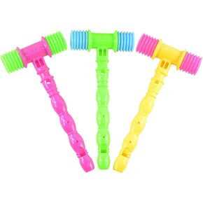 Toyvian 12 Pcs Squeaky Hammer Kids Squeaking Hammer Pounding Toy Plastic Whistle Sound Toy for Boys and Girls Clown Carnival Circus Birthday Party Favors Random Color