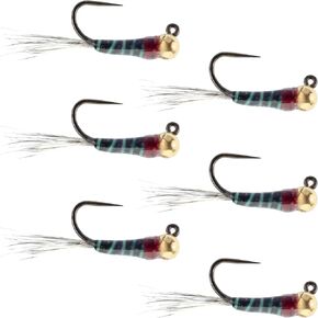 The Fly Fishing Place Tungsten Bead Black Perdigon Tactical Jig Czech Euro Nymph Spanish Nymphing Fly - 6 Flies Size 16