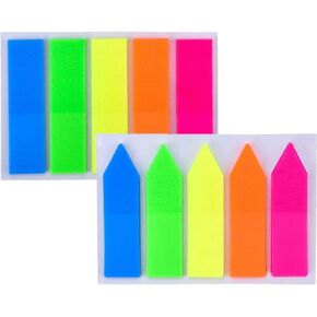 Onwon 600 Pieces Self-Adhesive Page Markers Neon Colored Index Tabs, Self-Stick Note Pads Neon Flag Sticky Notes, The Translucent Adhesive Part Won't Cover Up Any Information