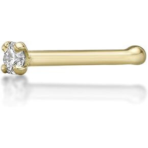 Lavari Jewelers 0.01 to 0.07 Carat Diamond 22 Gauge Straight Stud Nose Ring in 14k White or Yellow Gold 1.3 mm, 1.7 mm, 2.4 mm or 2.7 mm
