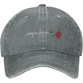 Rose Carpe Diem Positive Distressed Adjustable Washed Denim Mens Dad Trucker Hat Baseball Ball Cap for Men in Kuwait