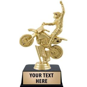Crown Awards Motorcycle Trophies with Custom Engraving, 6" Personalized Off Road Motorcycle Trophy On Black Base Prime