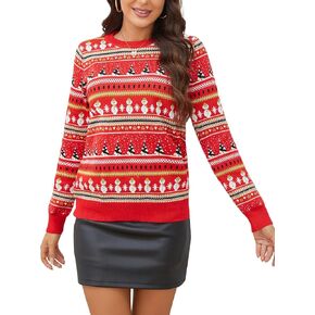 Women's Christmas Sweatshirt Sweater Crewneck Long Sleeve Pullover Novelty Snowflake Tree Patterns Knitted Sweaters