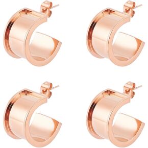 UNICRAFTALE 4pcs Rose Gold Stainless Steel Grooved Earring Settings Blank Stud Earring Finding for Gemstone Leather Inlay Open Round Stud Earrings with Ear Nuts for Earrings Jewelry Making